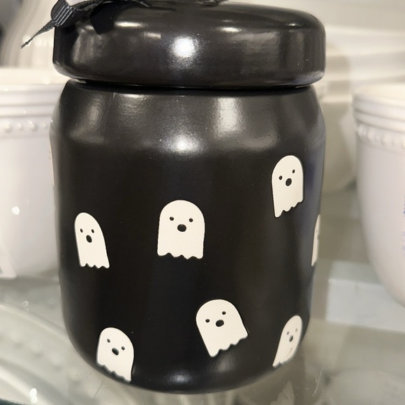 Rae Dunn BOO Ghost Black Halloween Canister Jar - Picture 2 of 3